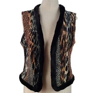 City Girl multi animal print faux fur printed mesh lined vest Small
